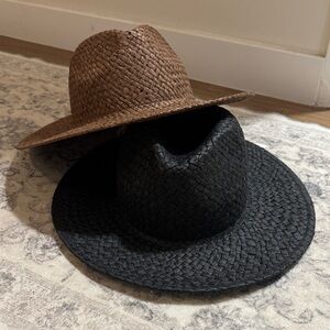 Stylish Brown and Black Woven Fedora Hat